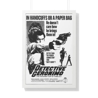DETECTIVE GERONIMO (THE MAD BOMBER) 1973 - Framed Movie Poster 20" x 30" White - The Sticker Space