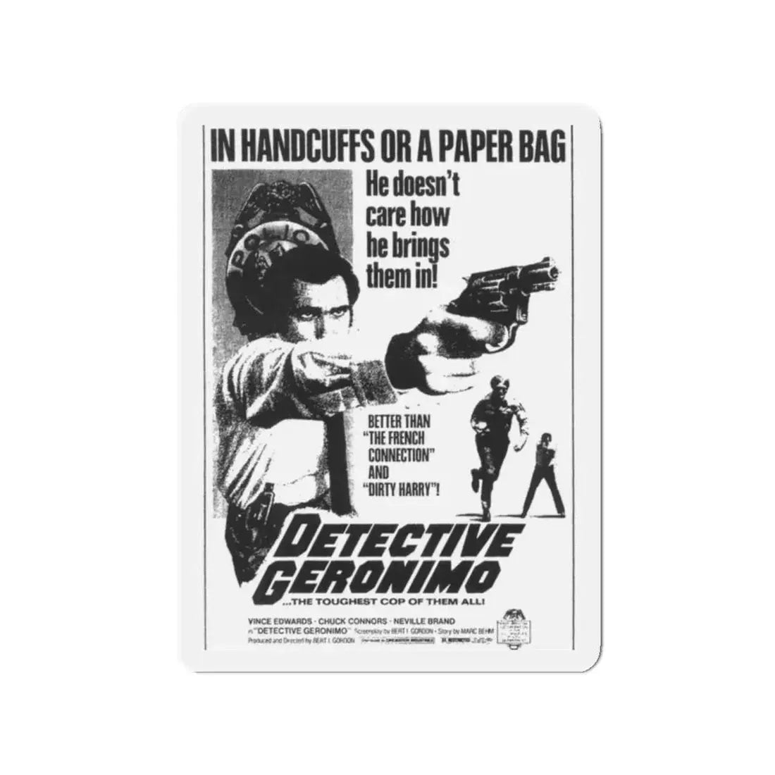 DETECTIVE GERONIMO (THE MAD BOMBER) 1973 Movie Poster - Refrigerator Magnet 2 Inch - The Sticker Space