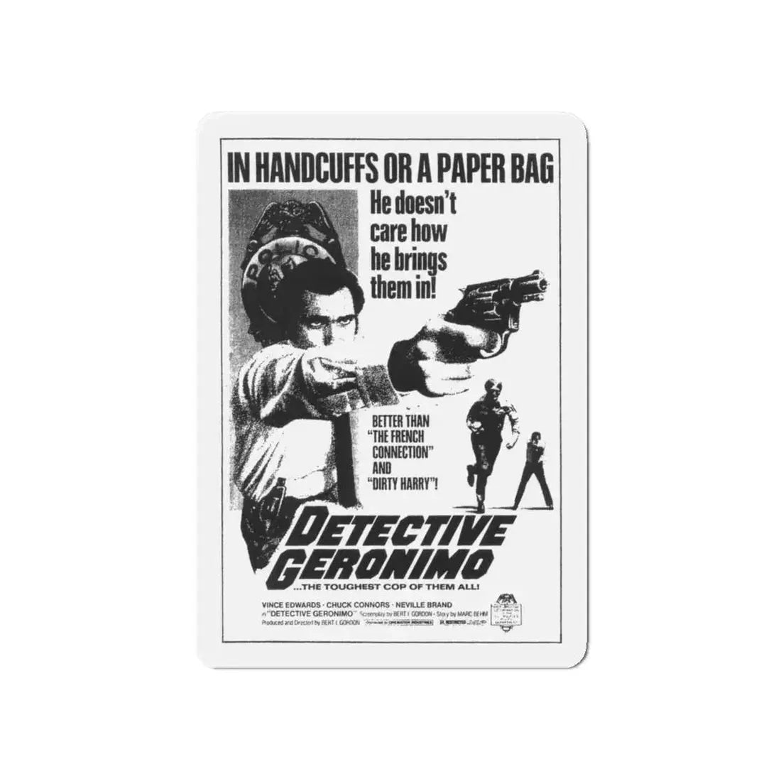 DETECTIVE GERONIMO (THE MAD BOMBER) 1973 Movie Poster - Refrigerator Magnet 5 Inch - The Sticker Space