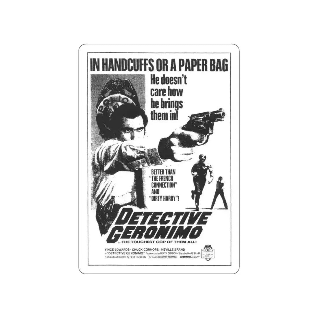 DETECTIVE GERONIMO (THE MAD BOMBER) 1973 Movie Poster STICKER Vinyl Die-Cut Decal 6 Inch - The Sticker Space