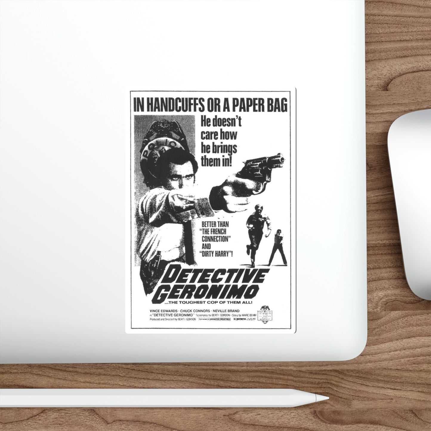 DETECTIVE GERONIMO (THE MAD BOMBER) 1973 Movie Poster STICKER Vinyl Die-Cut Decal-The Sticker Space