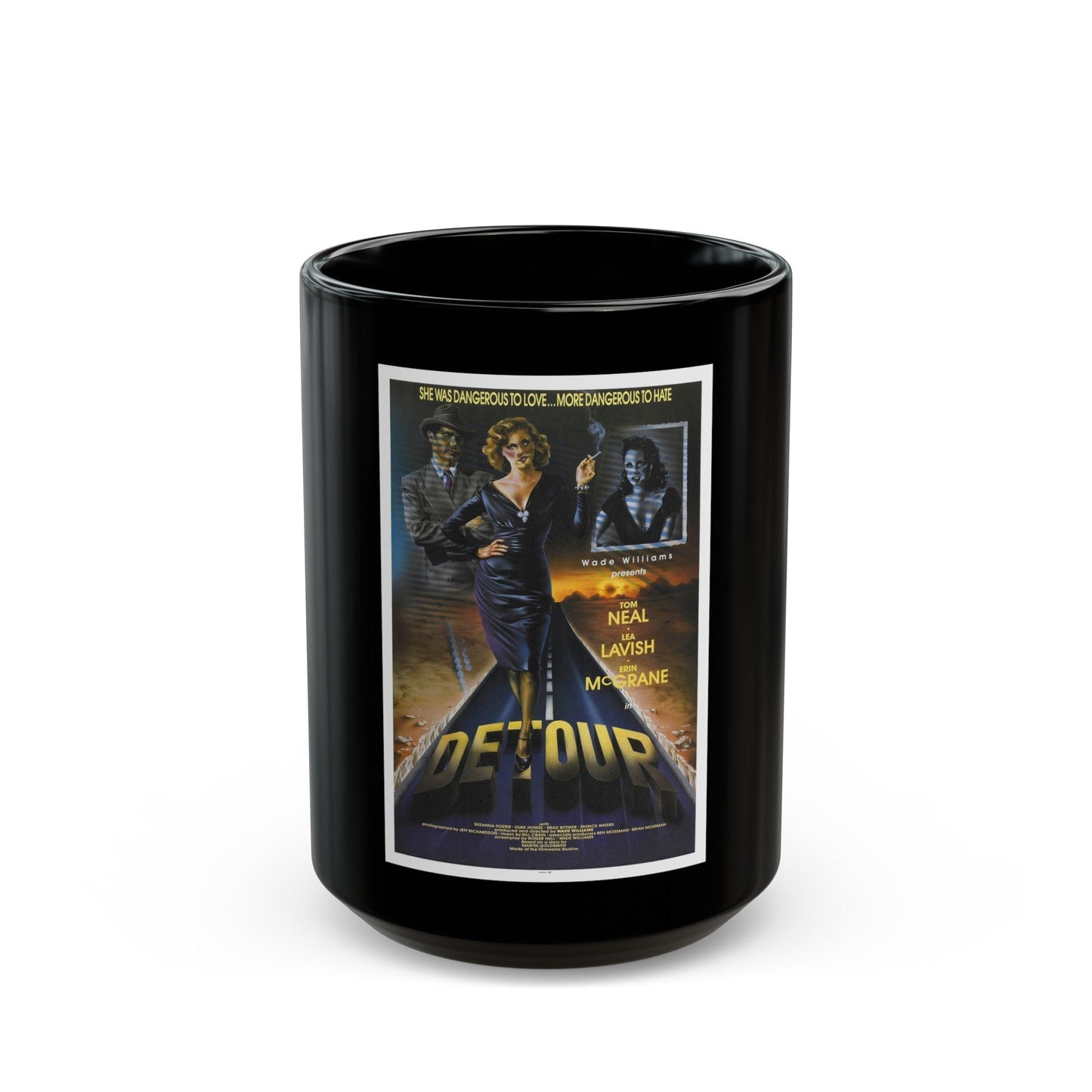 DETOUR 1945 Movie Poster - Black Coffee Mug-15oz-The Sticker Space