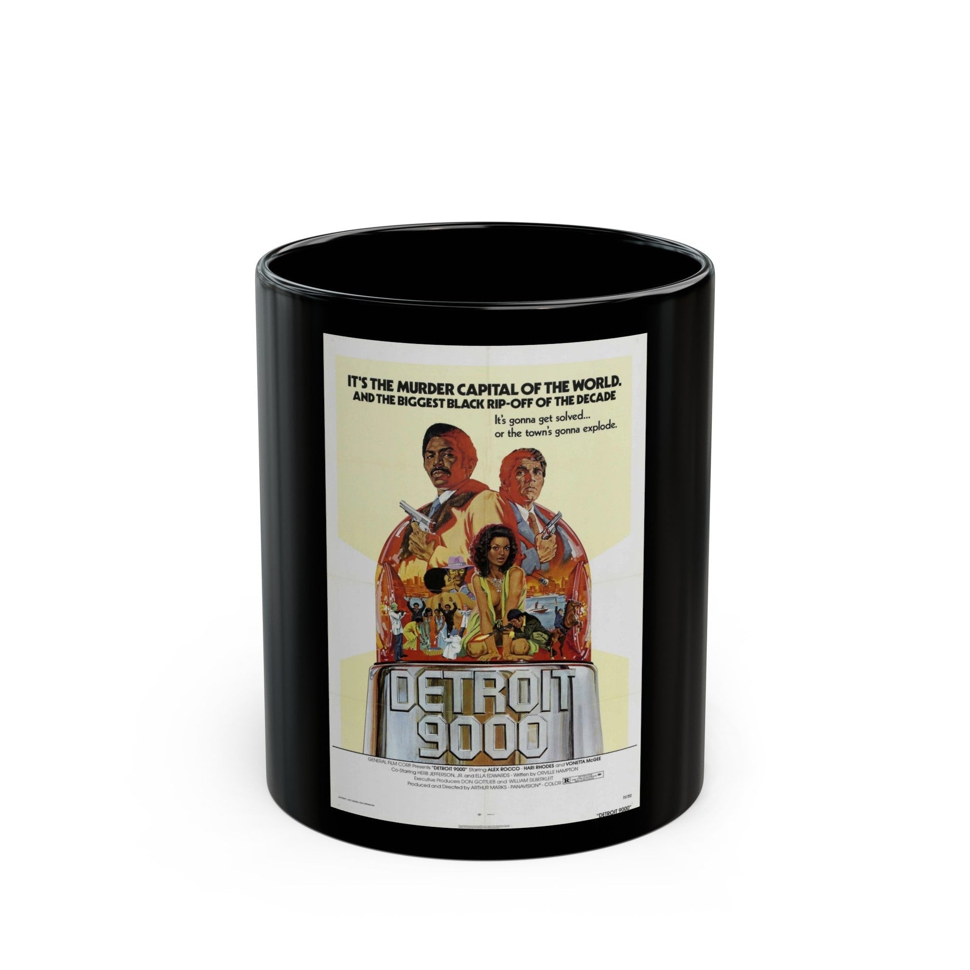 DETROIT 9000 1973 Movie Poster - Black Coffee Mug-11oz-The Sticker Space