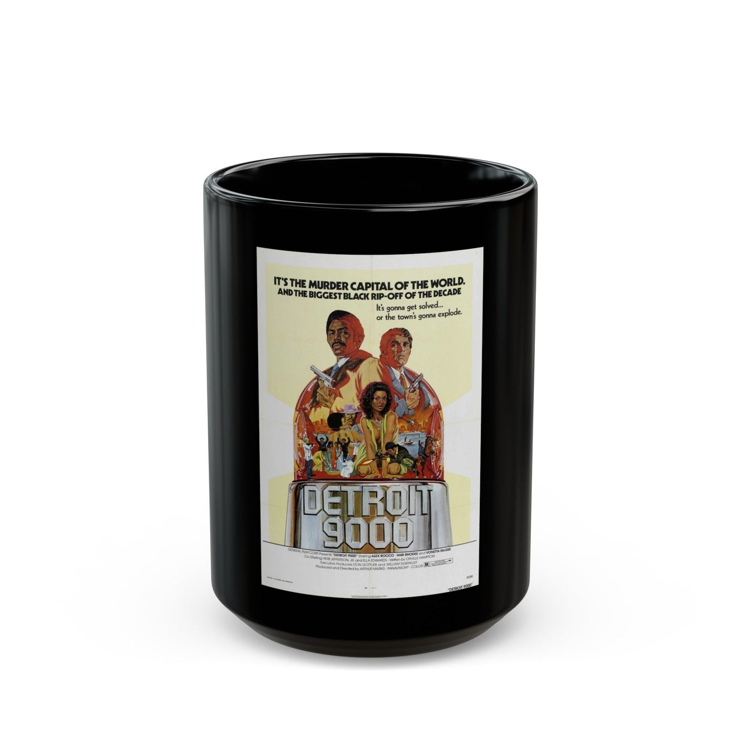 DETROIT 9000 1973 Movie Poster - Black Coffee Mug-15oz-The Sticker Space