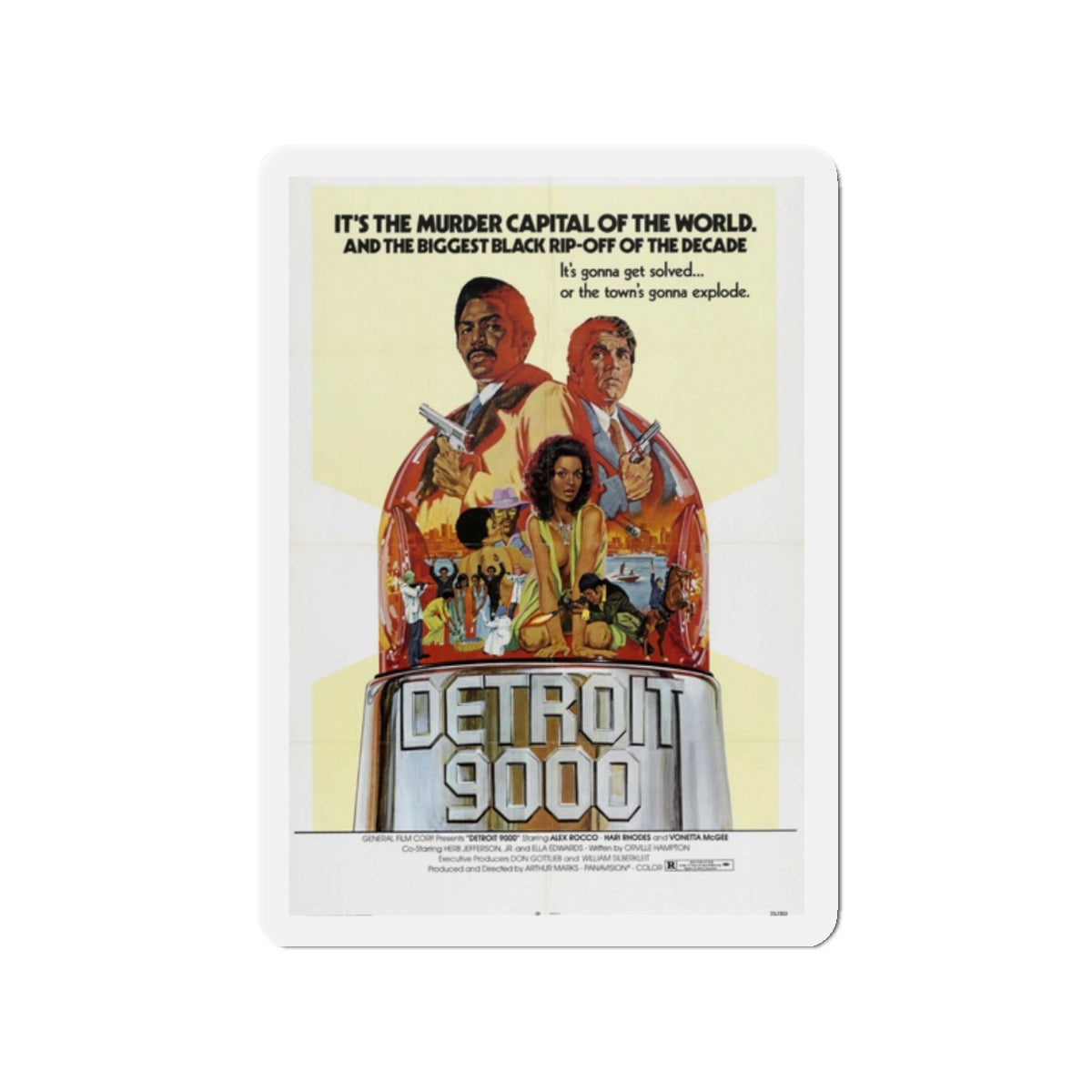 DETROIT 9000 1973 Movie Poster - Die-Cut Magnet-2" x 2"-The Sticker Space