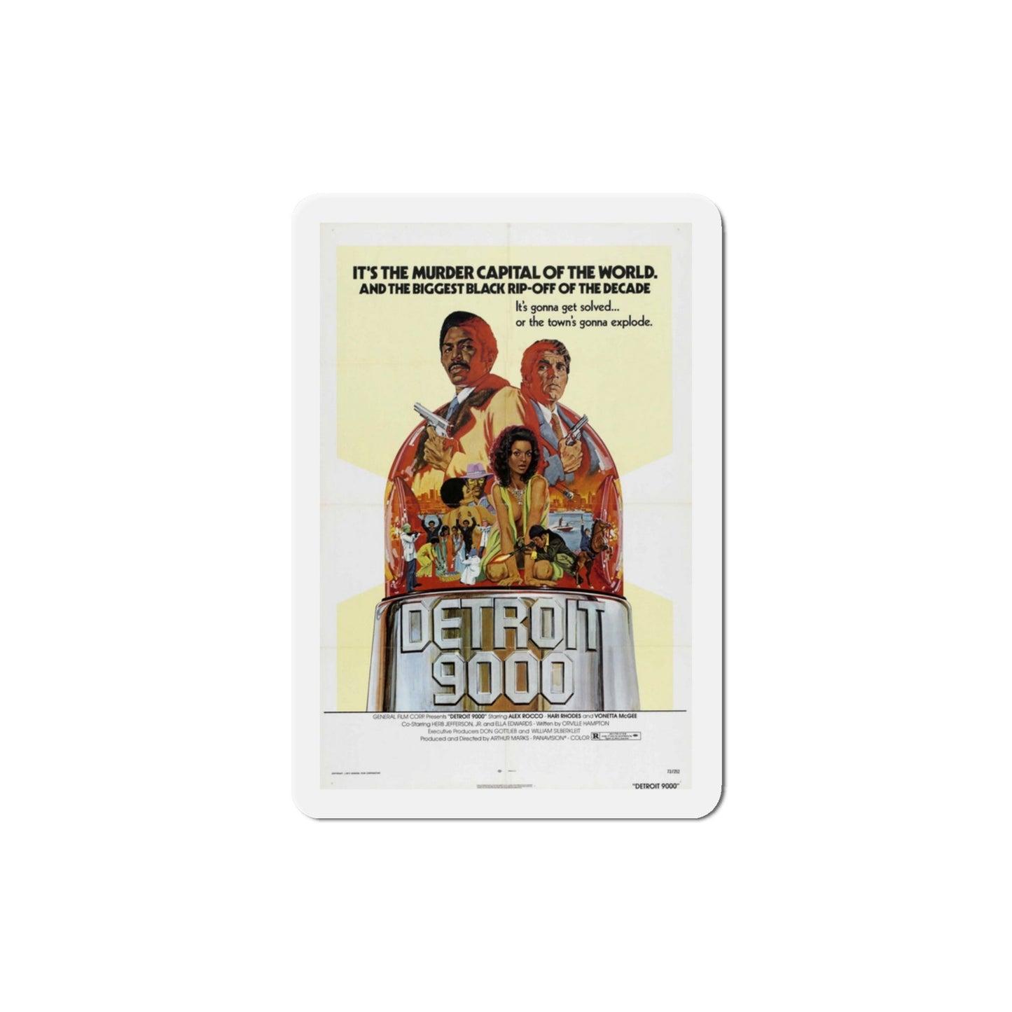 Detroit 9000 1973 Movie Poster Die-Cut Magnet-3 Inch-The Sticker Space