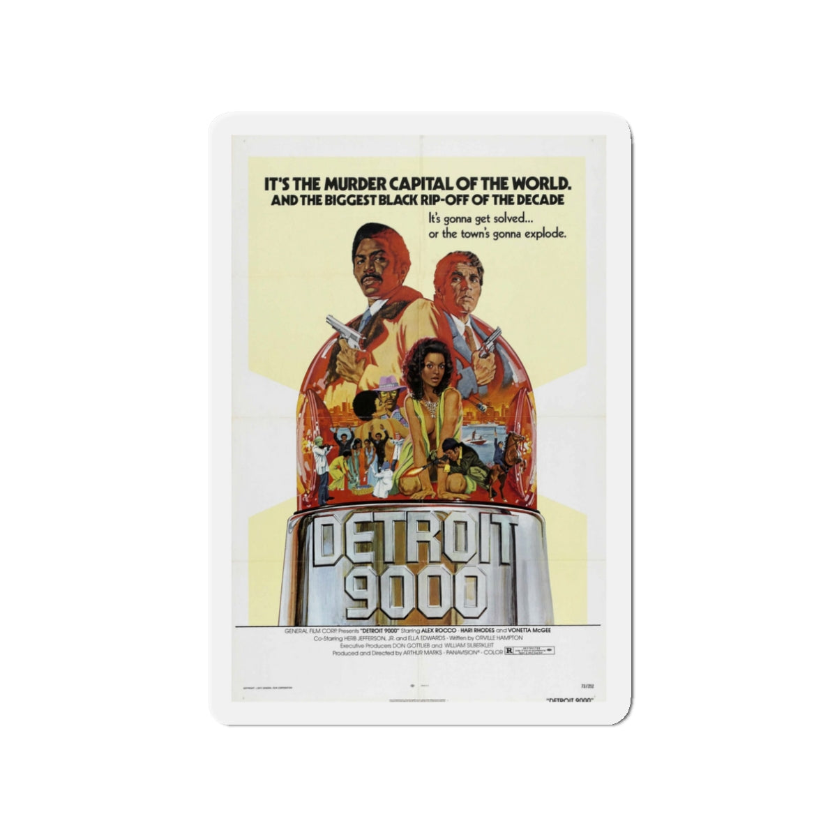 DETROIT 9000 1973 Movie Poster - Die-Cut Magnet-3" x 3"-The Sticker Space