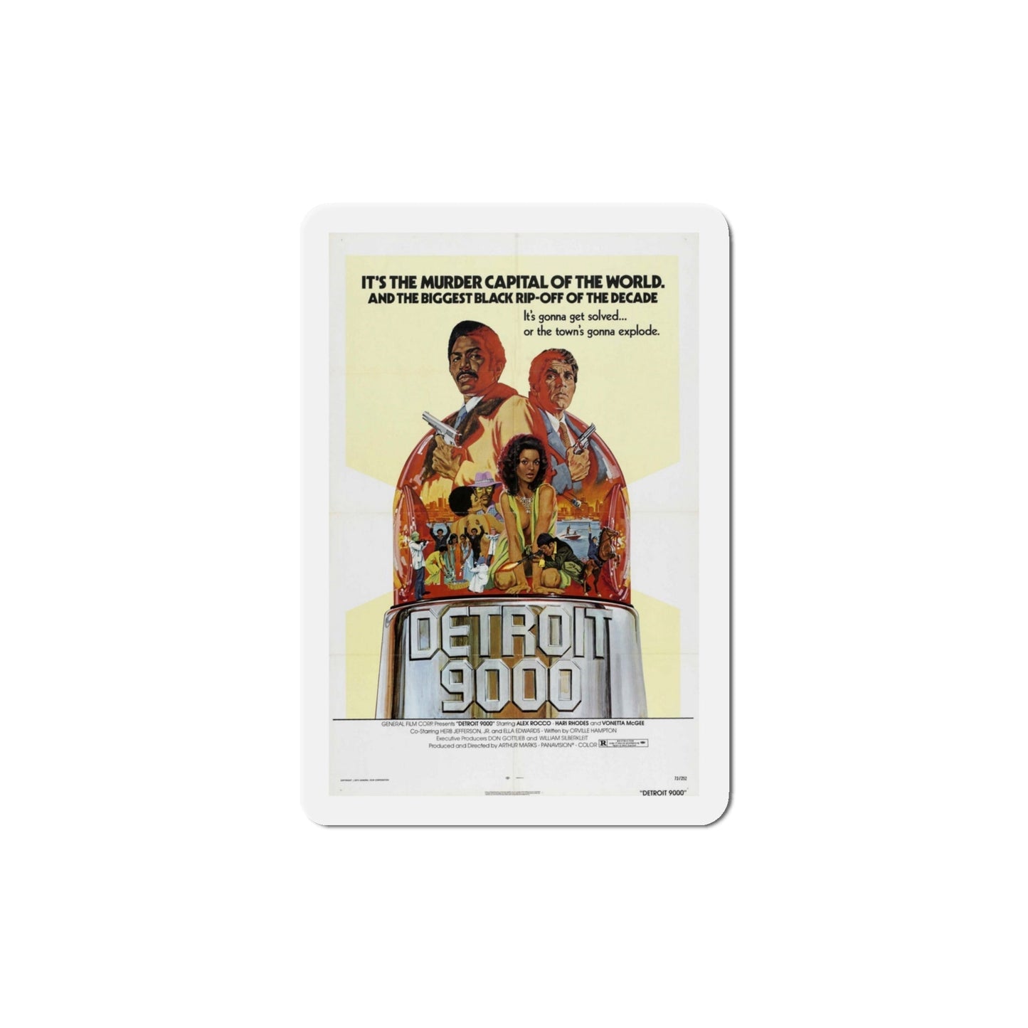 Detroit 9000 1973 Movie Poster Die-Cut Magnet-4 Inch-The Sticker Space