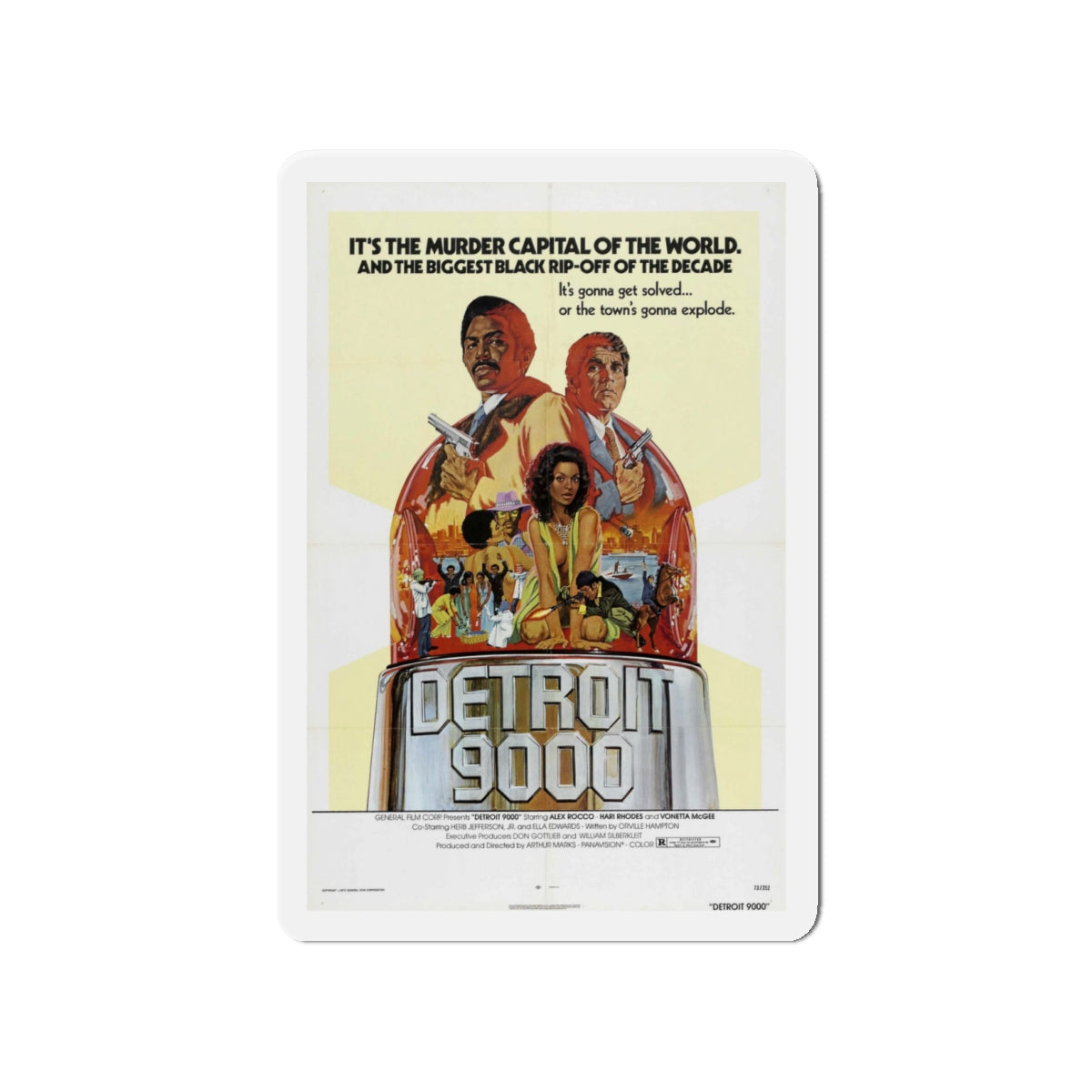 DETROIT 9000 1973 Movie Poster - Die-Cut Magnet-4" x 4"-The Sticker Space