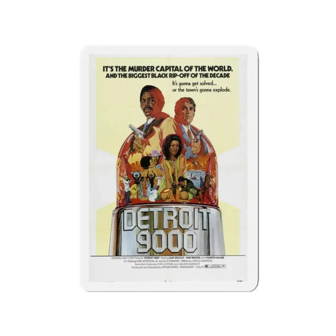 DETROIT 9000 1973 Movie Poster - Refrigerator Magnet 2 Inch - The Sticker Space