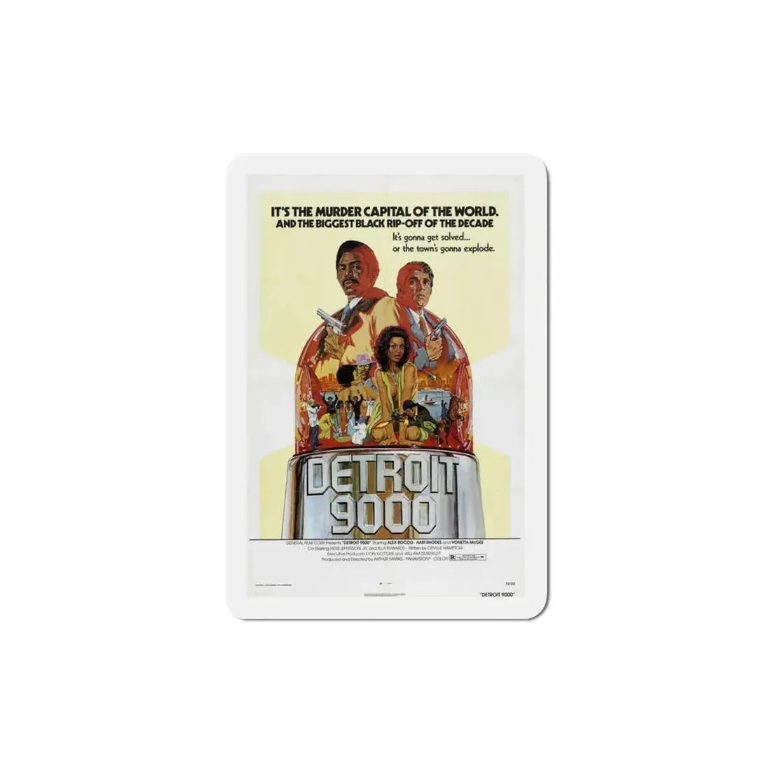 Detroit 9000 1973 Movie Poster Refrigerator Magnet 4 Inch - The Sticker Space