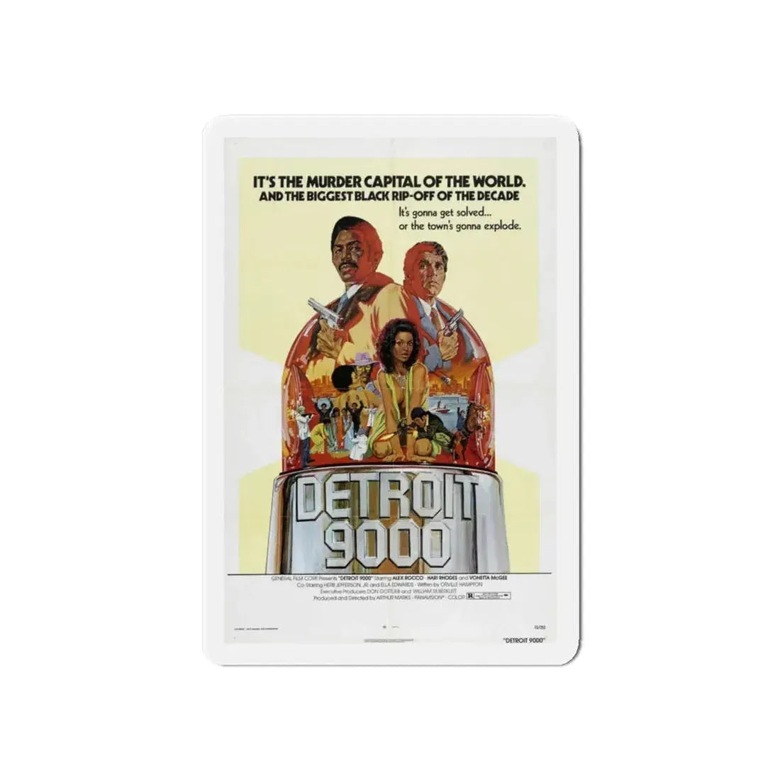 DETROIT 9000 1973 Movie Poster - Refrigerator Magnet 6 Inch - The Sticker Space