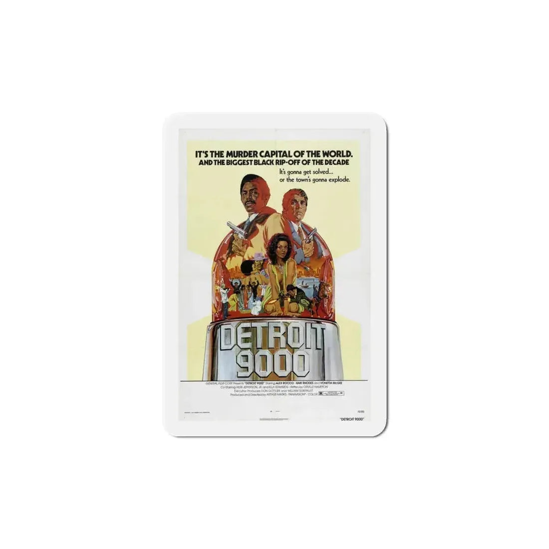 Detroit 9000 1973 Movie Poster Refrigerator Magnet 6 Inch - The Sticker Space