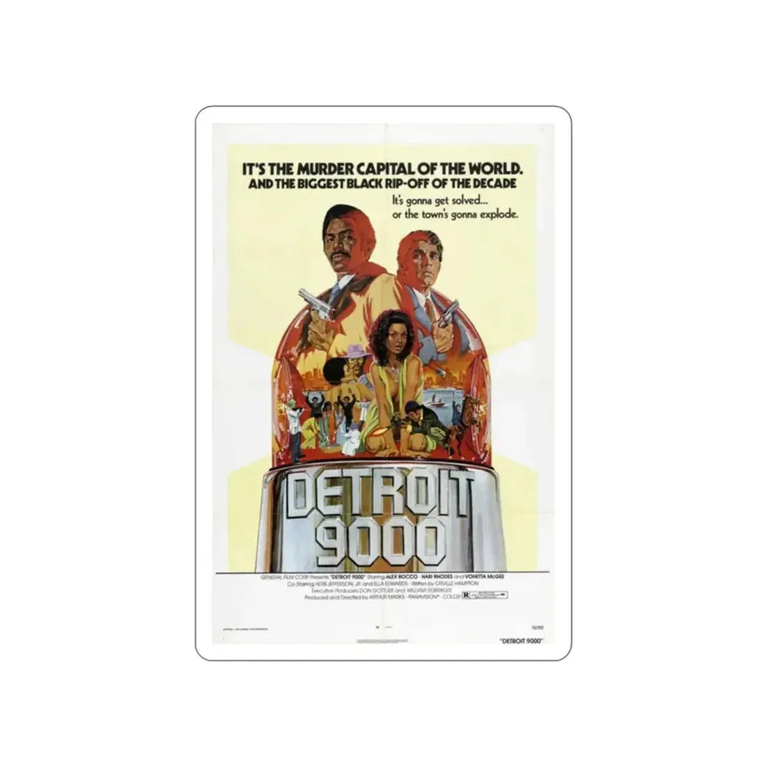 DETROIT 9000 1973 Movie Poster STICKER Vinyl Die-Cut Decal - The Sticker Space