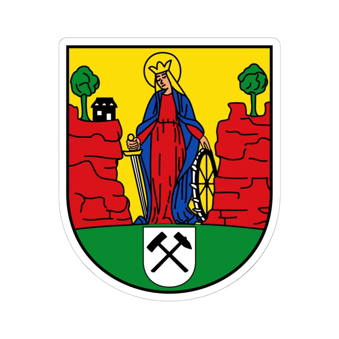 DEU Buchholz Erzgebirge COA (Germany) (Coat of Arms) STICKER Vinyl Kiss-Cut Decal 6 Inch White - The Sticker Space