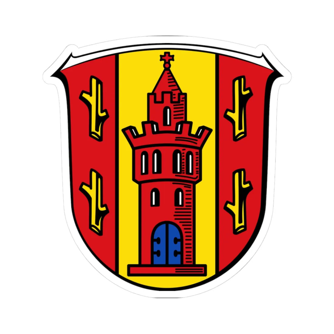 DEU Burgholzhausen Friedrichsdorf COA (Germany) (Coat of Arms) STICKER Vinyl Kiss-Cut Decal 3 Inch White - The Sticker Space