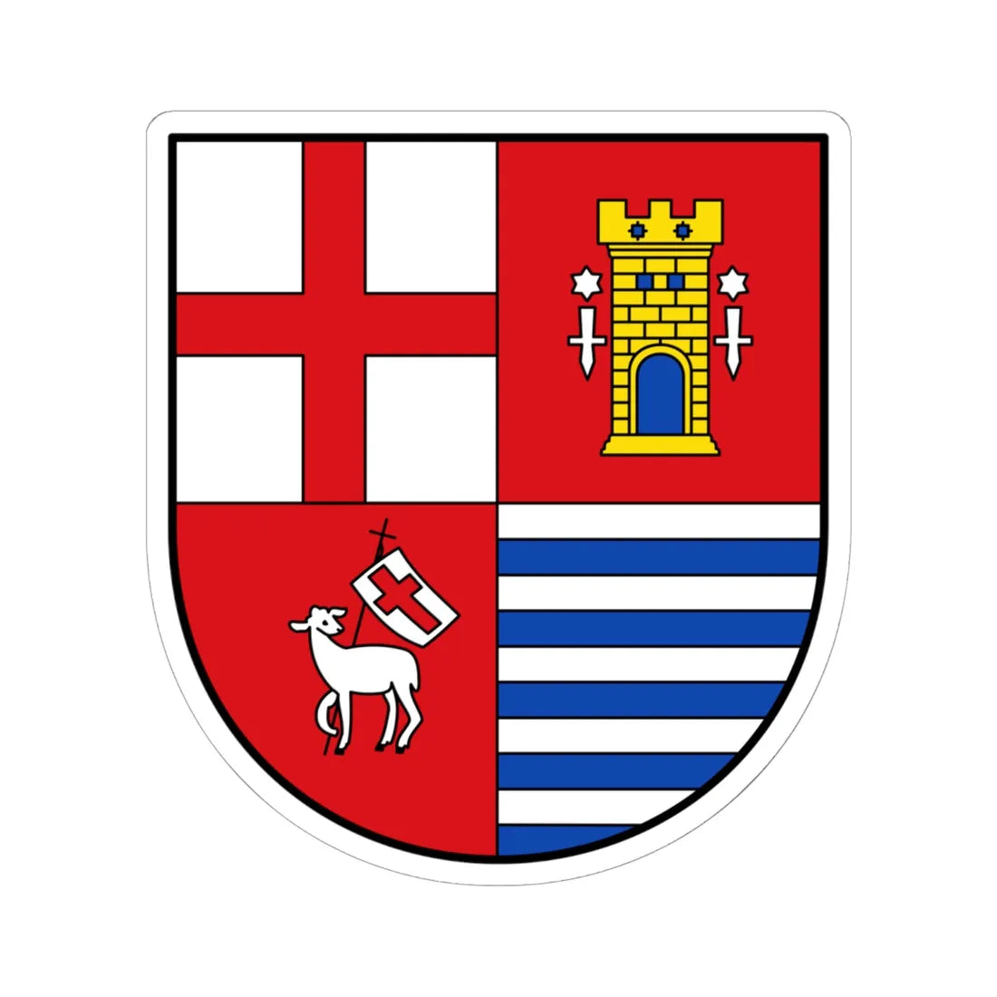 DEU Eifelkreis Bitburg-Pruem COA (Germany) (Coat of Arms) STICKER Vinyl Kiss-Cut Decal 6 Inch White - The Sticker Space