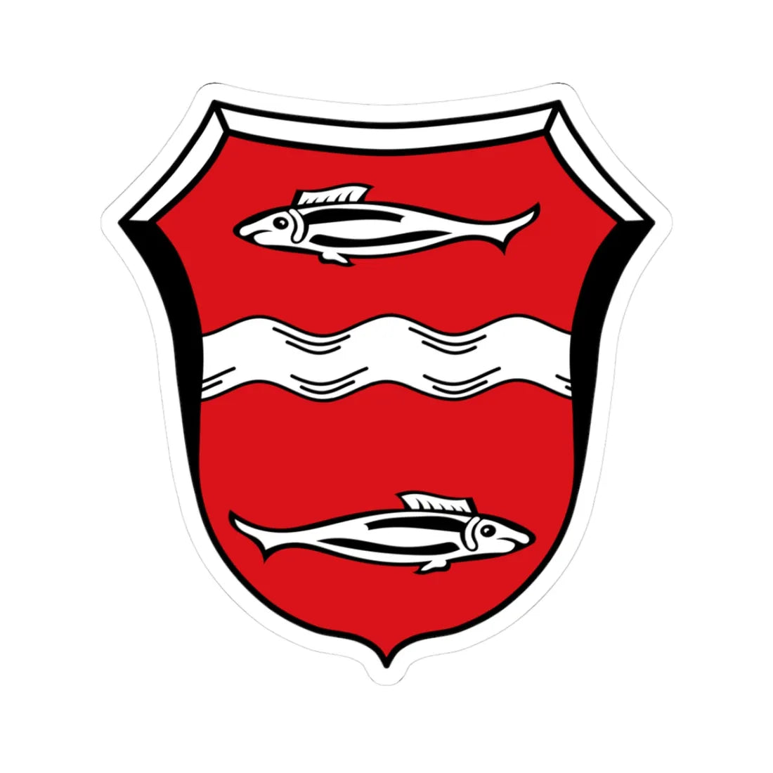 DEU Fischach COA (Germany) (Coat of Arms) STICKER Vinyl Kiss-Cut Decal 3 Inch White - The Sticker Space