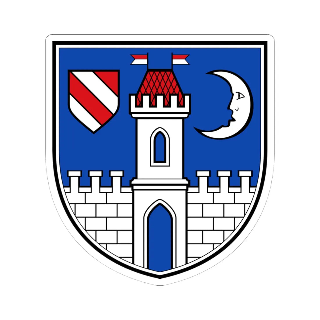 DEU Glauchau COA (Germany) (Coat of Arms) STICKER Vinyl Kiss-Cut Decal 4 Inch White - The Sticker Space