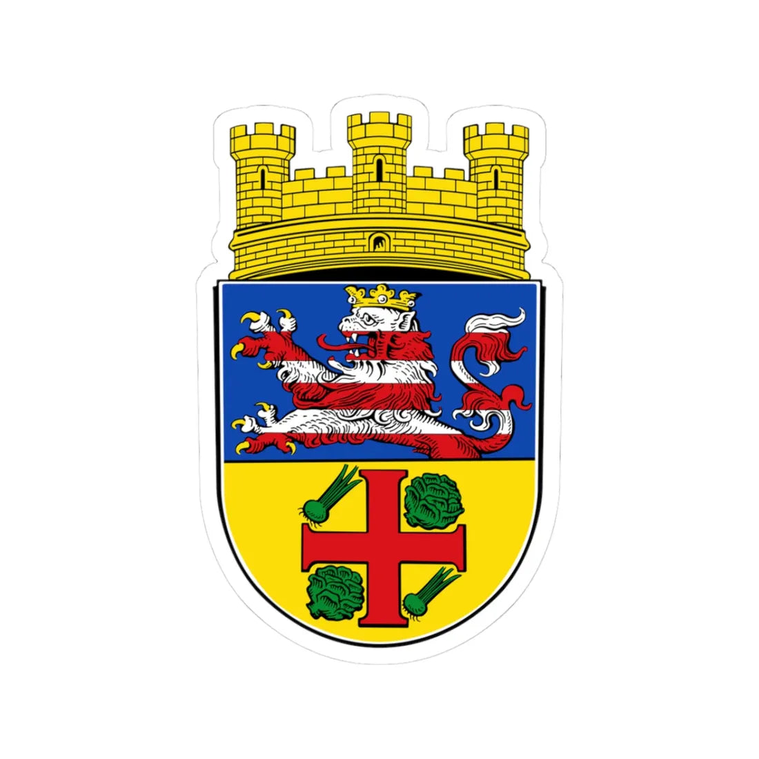 DEU Gross-Gerau COA (Germany) (Coat of Arms) STICKER Vinyl Kiss-Cut Decal 3 Inch White - The Sticker Space