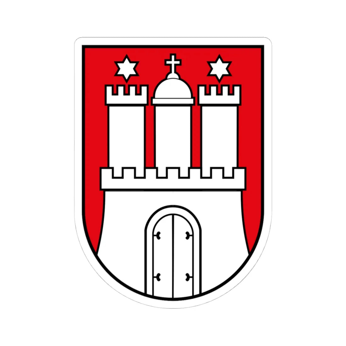 DEU Hamburg COA (Germany) (Coat of Arms) STICKER Vinyl Kiss-Cut Decal 4 Inch White - The Sticker Space