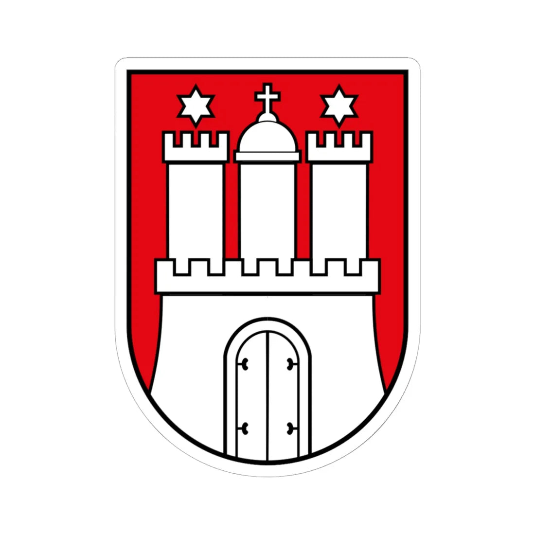 DEU Hamburg COA (Germany) (Coat of Arms) STICKER Vinyl Kiss-Cut Decal 6 Inch White - The Sticker Space