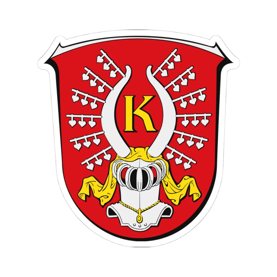 DEU Kirchhain Hessen COA (Germany) (Coat of Arms) STICKER Vinyl Kiss-Cut Decal 4 Inch White - The Sticker Space