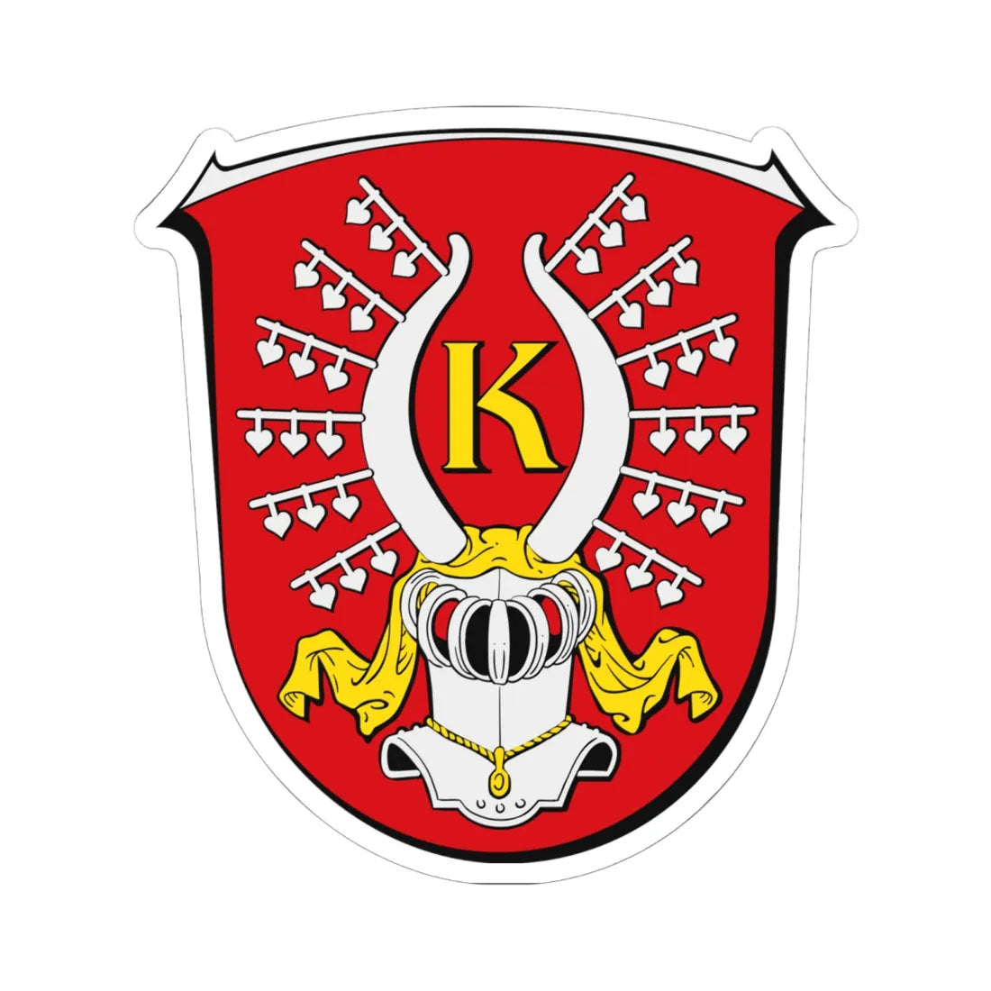 DEU Kirchhain Hessen COA (Germany) (Coat of Arms) STICKER Vinyl Kiss-Cut Decal 6 Inch White - The Sticker Space