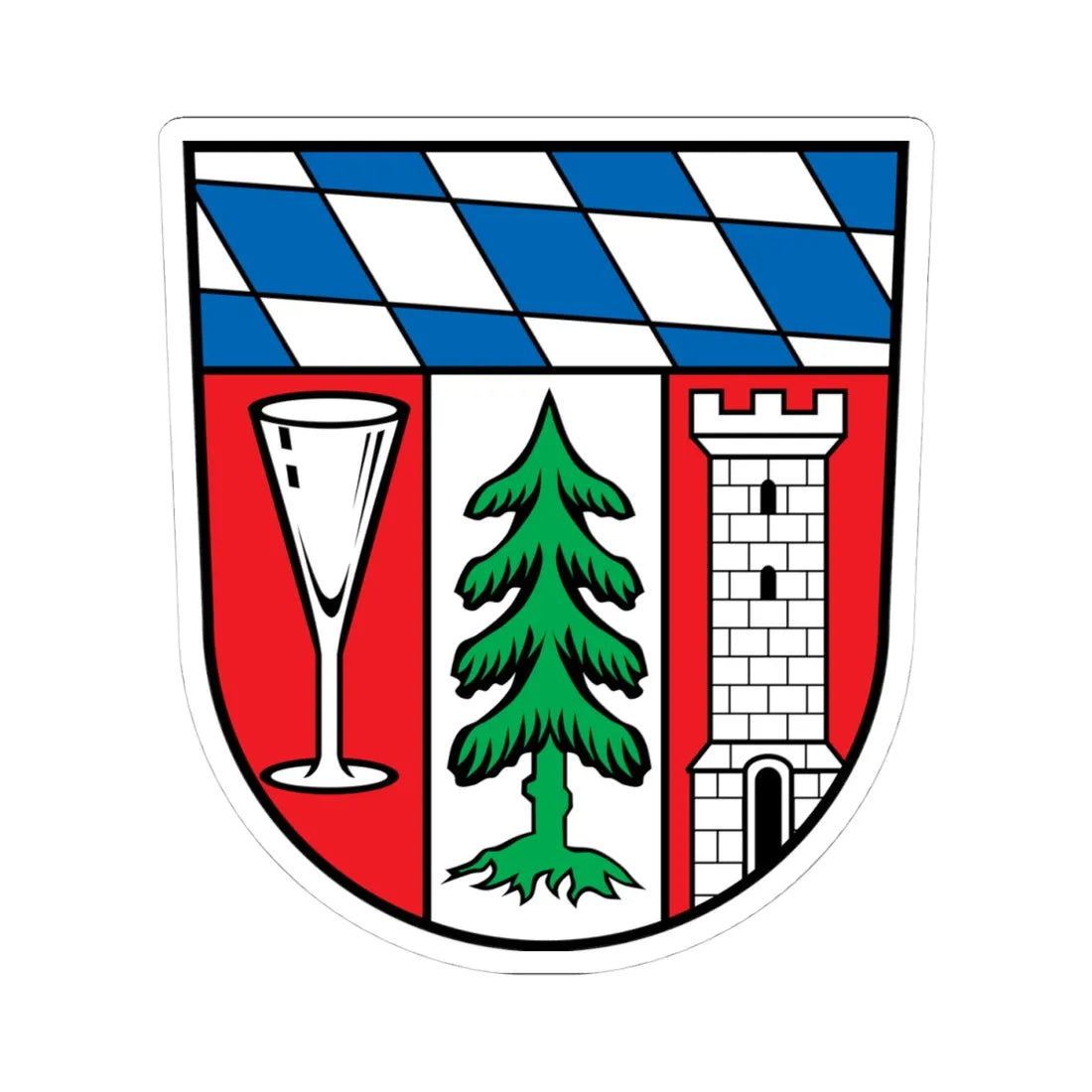 DEU Landkreis Regen COA (Germany) (Coat of Arms) STICKER Vinyl Kiss-Cut Decal 4 Inch White - The Sticker Space