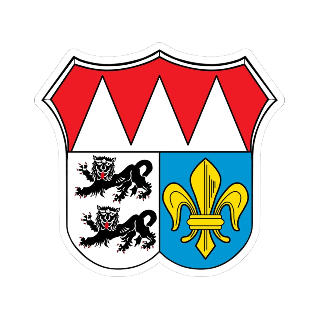 DEU Landkreis Würzburg COA (Germany) (Coat of Arms) STICKER Vinyl Kiss-Cut Decal 3 Inch White - The Sticker Space