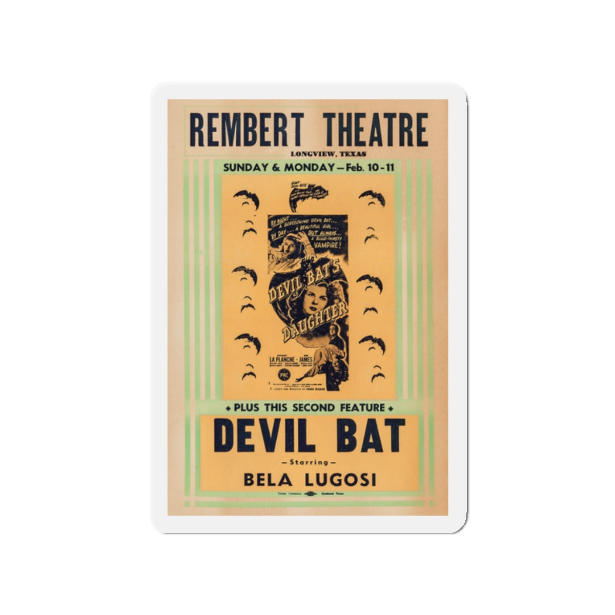 DEVIL BAT + DEVIL BAT'S DAUGHTER 1946 Movie Poster - Die-Cut Magnet-2" x 2"-The Sticker Space