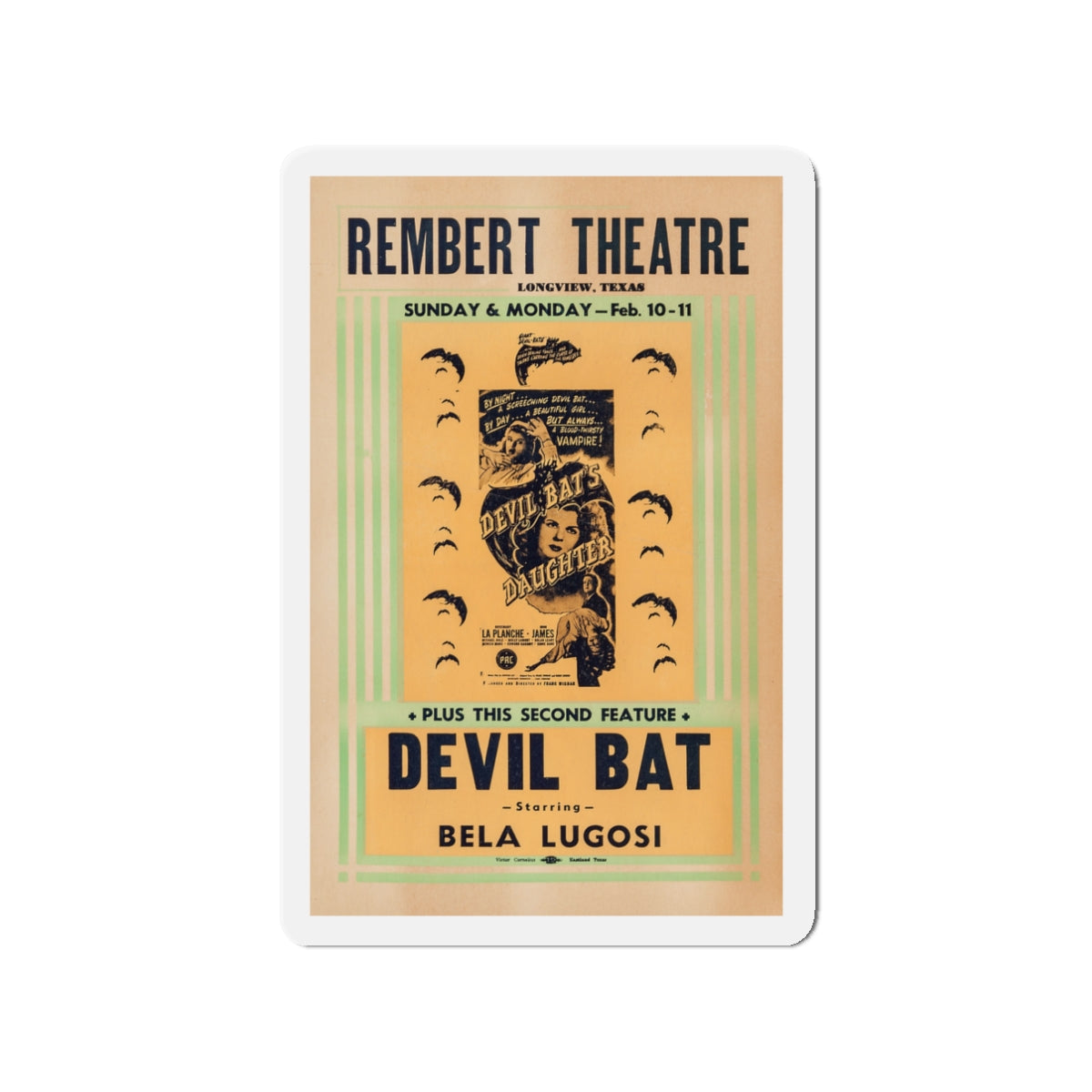 DEVIL BAT + DEVIL BAT'S DAUGHTER 1946 Movie Poster - Die-Cut Magnet-3" x 3"-The Sticker Space