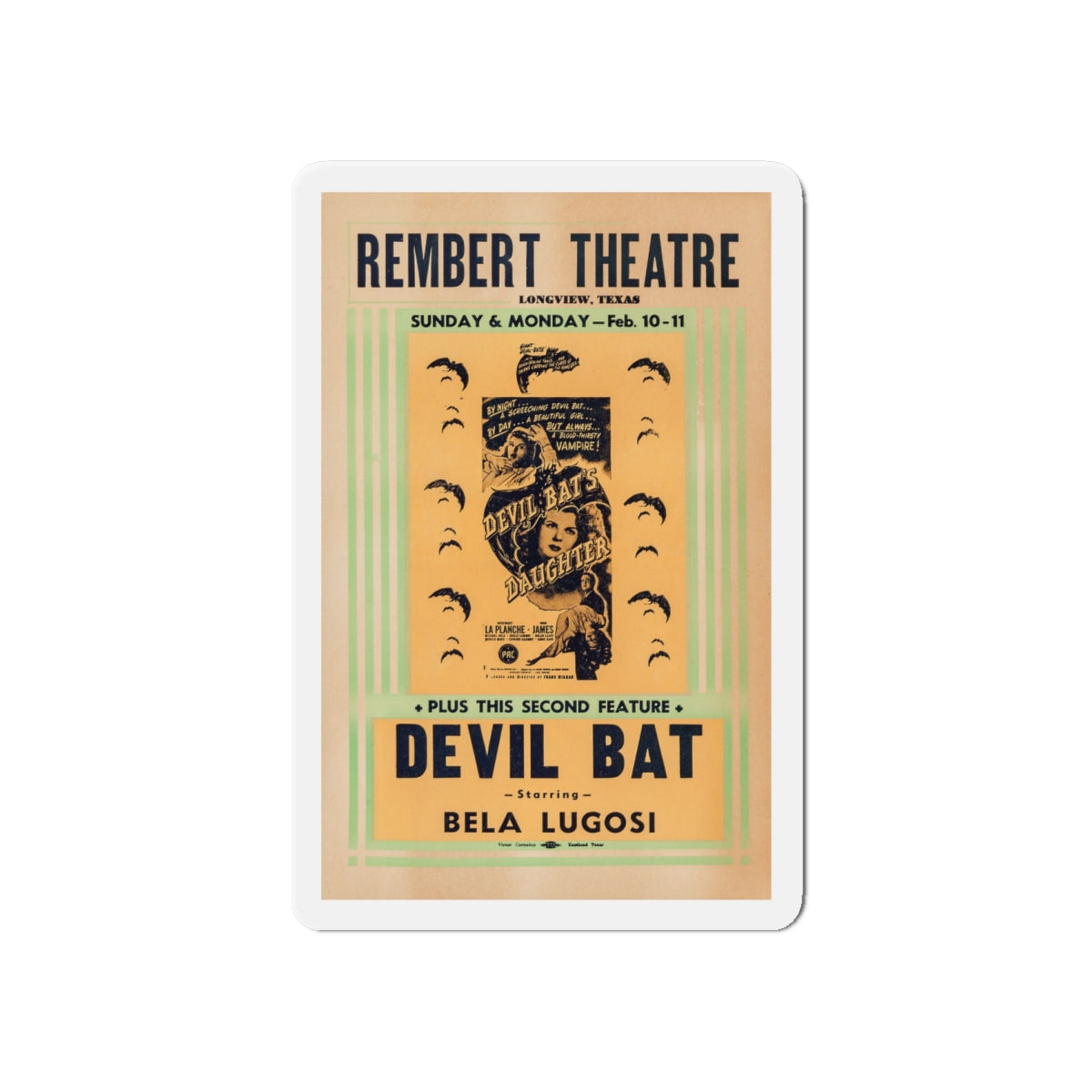 DEVIL BAT + DEVIL BAT'S DAUGHTER 1946 Movie Poster - Die-Cut Magnet-6 × 6"-The Sticker Space