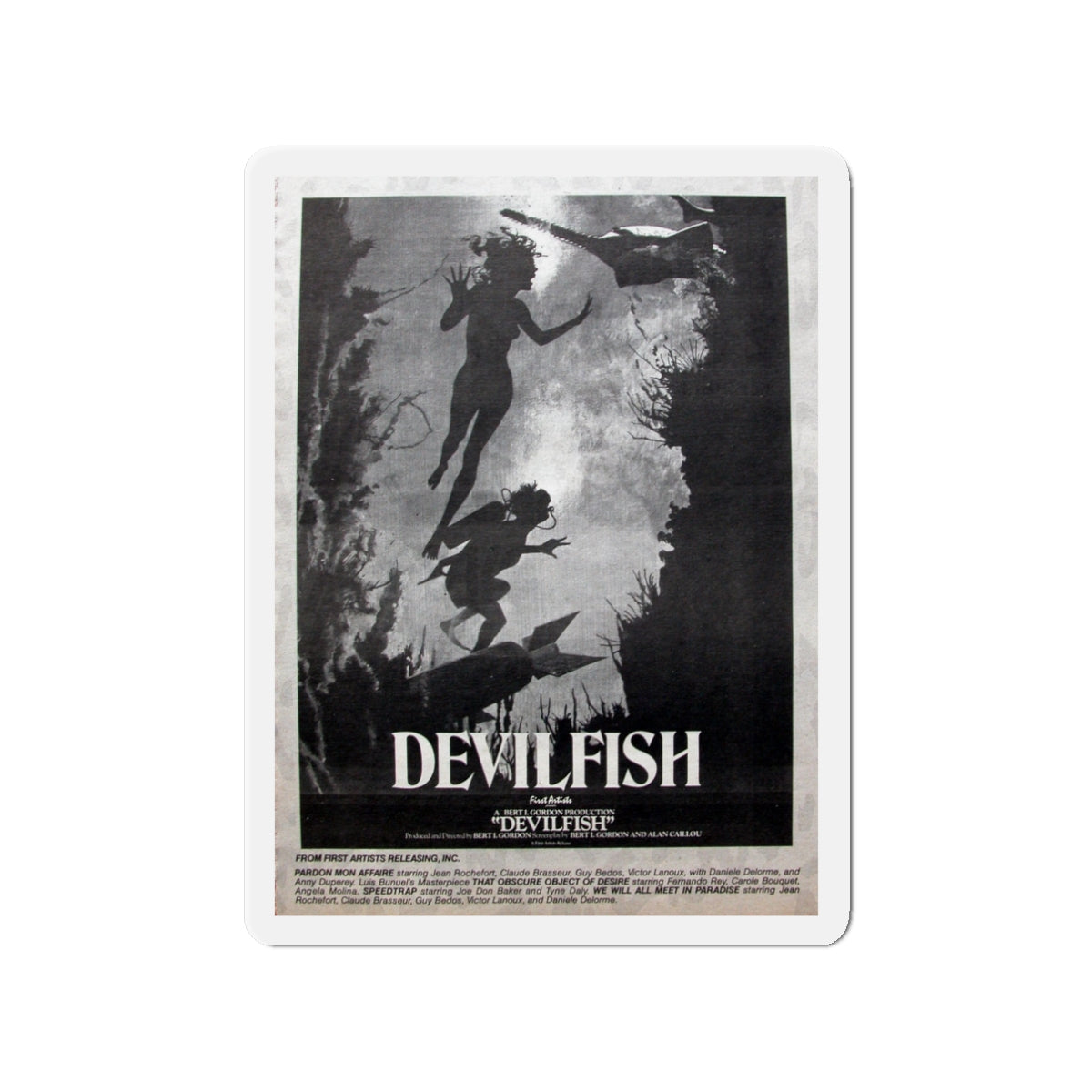 DEVIL FISH (NEVER PRODUCED) 1984 Movie Poster - Die-Cut Magnet-3" x 3"-The Sticker Space