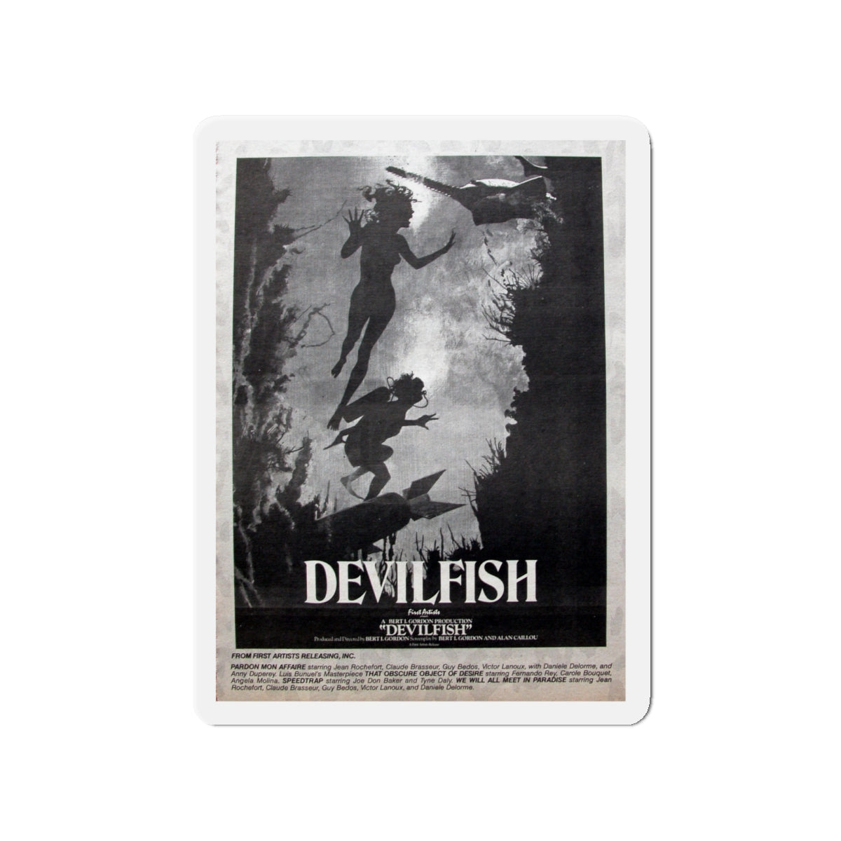 DEVIL FISH (NEVER PRODUCED) 1984 Movie Poster - Die-Cut Magnet-4" x 4"-The Sticker Space