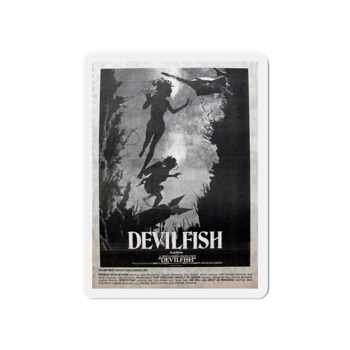 DEVIL FISH (NEVER PRODUCED) 1984 Movie Poster - Die-Cut Magnet-6 × 6"-The Sticker Space