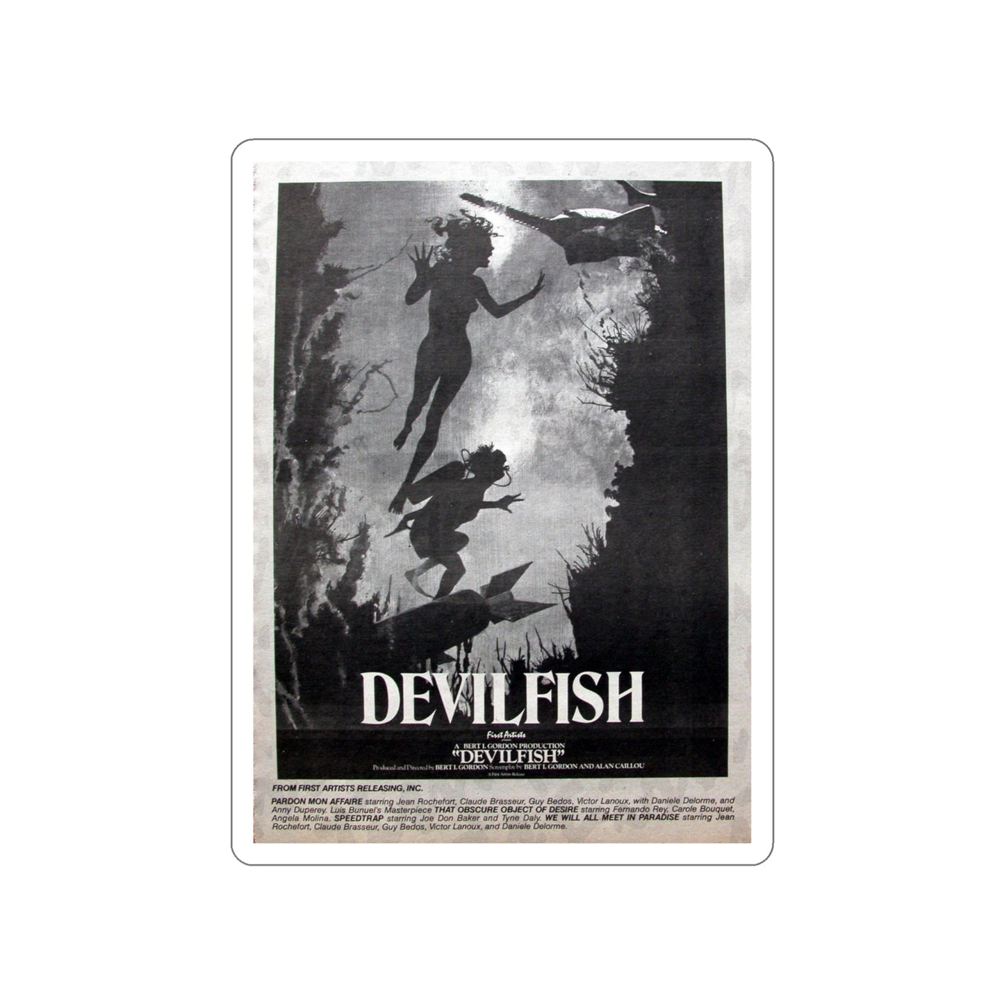 DEVIL FISH (NEVER PRODUCED) 1984 Movie Poster STICKER Vinyl Die-Cut Decal-4 Inch-The Sticker Space