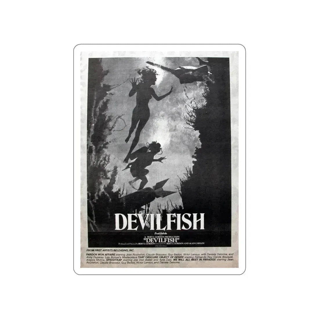DEVIL FISH (NEVER PRODUCED) 1984 Movie Poster STICKER Vinyl Die-Cut Decal 6 Inch - The Sticker Space