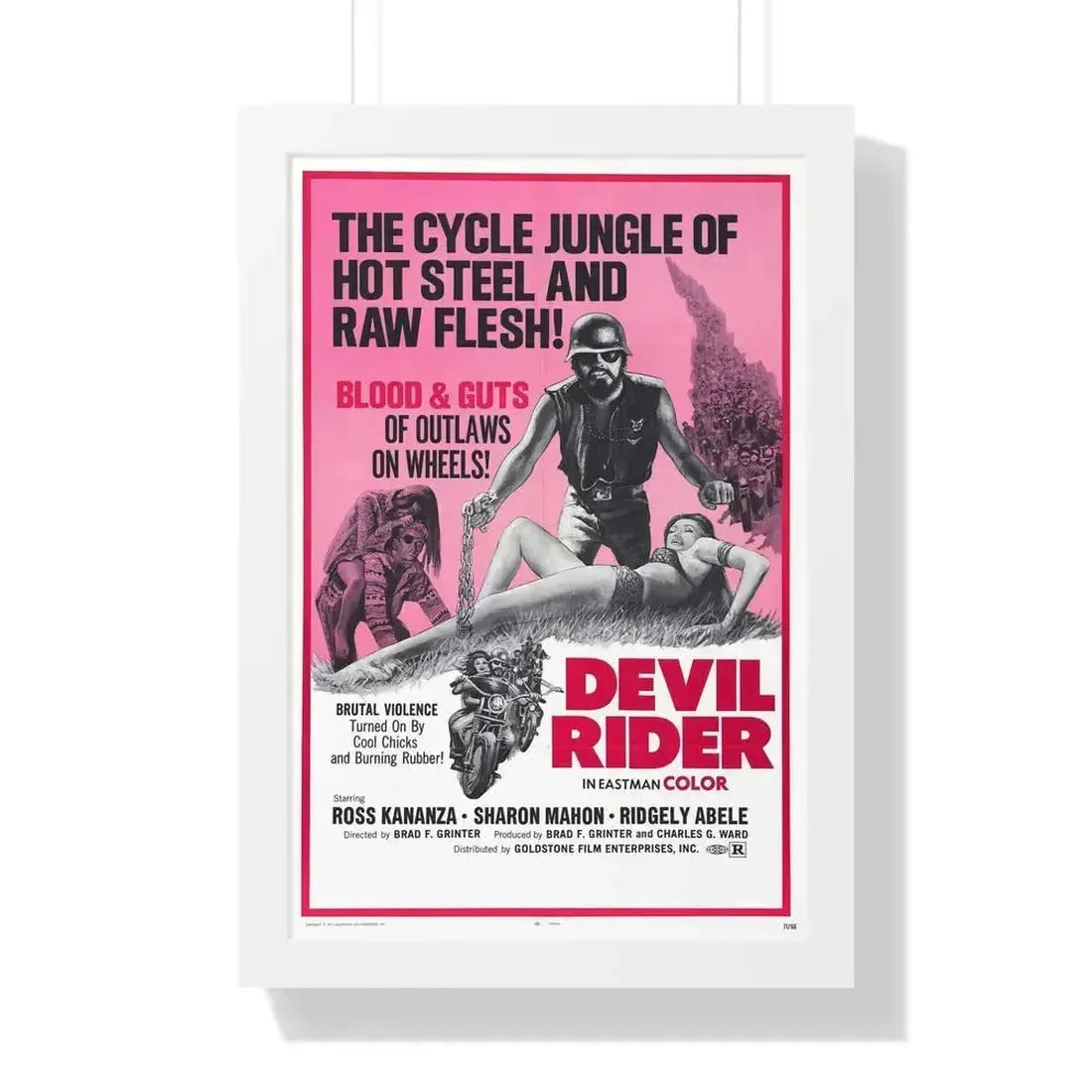 DEVIL RIDER 1970 - Framed Movie Poster 16″ x 24″ White - The Sticker Space