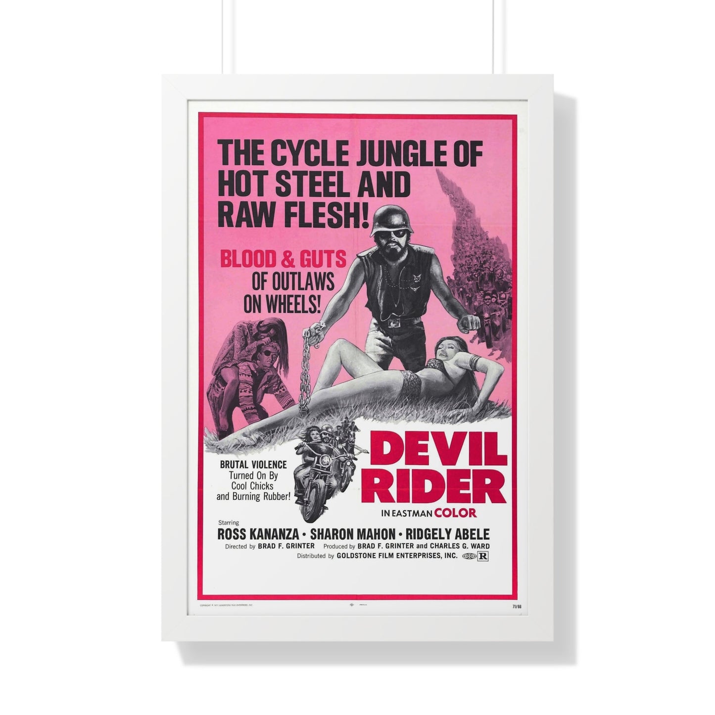 DEVIL RIDER 1970 - Framed Movie Poster-20" x 30"-The Sticker Space