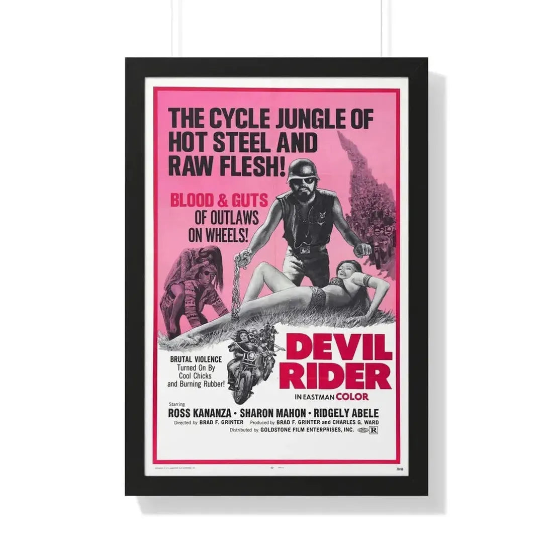 DEVIL RIDER 1970 - Framed Movie Poster - The Sticker Space