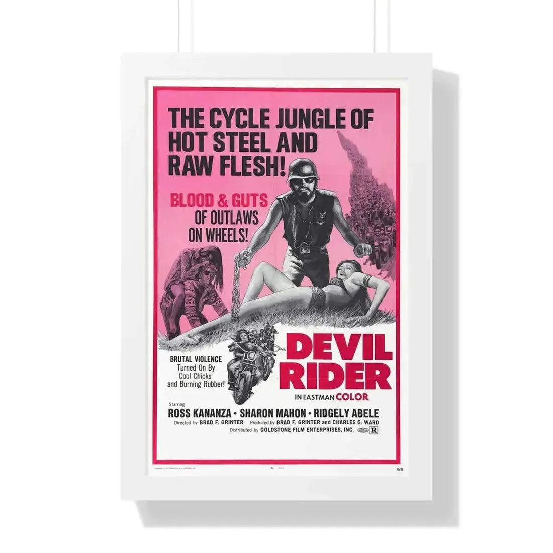 DEVIL RIDER 1970 - Framed Movie Poster - The Sticker Space