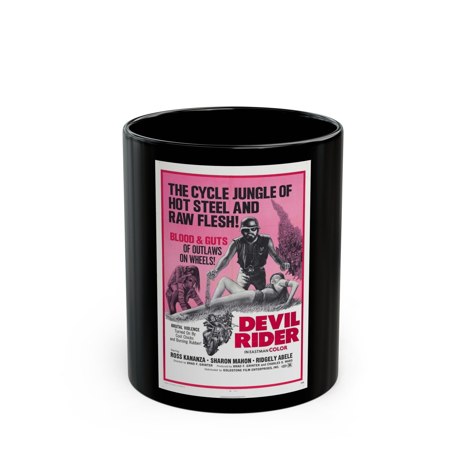 DEVIL RIDER 1970 Movie Poster - Black Coffee Mug-11oz-The Sticker Space