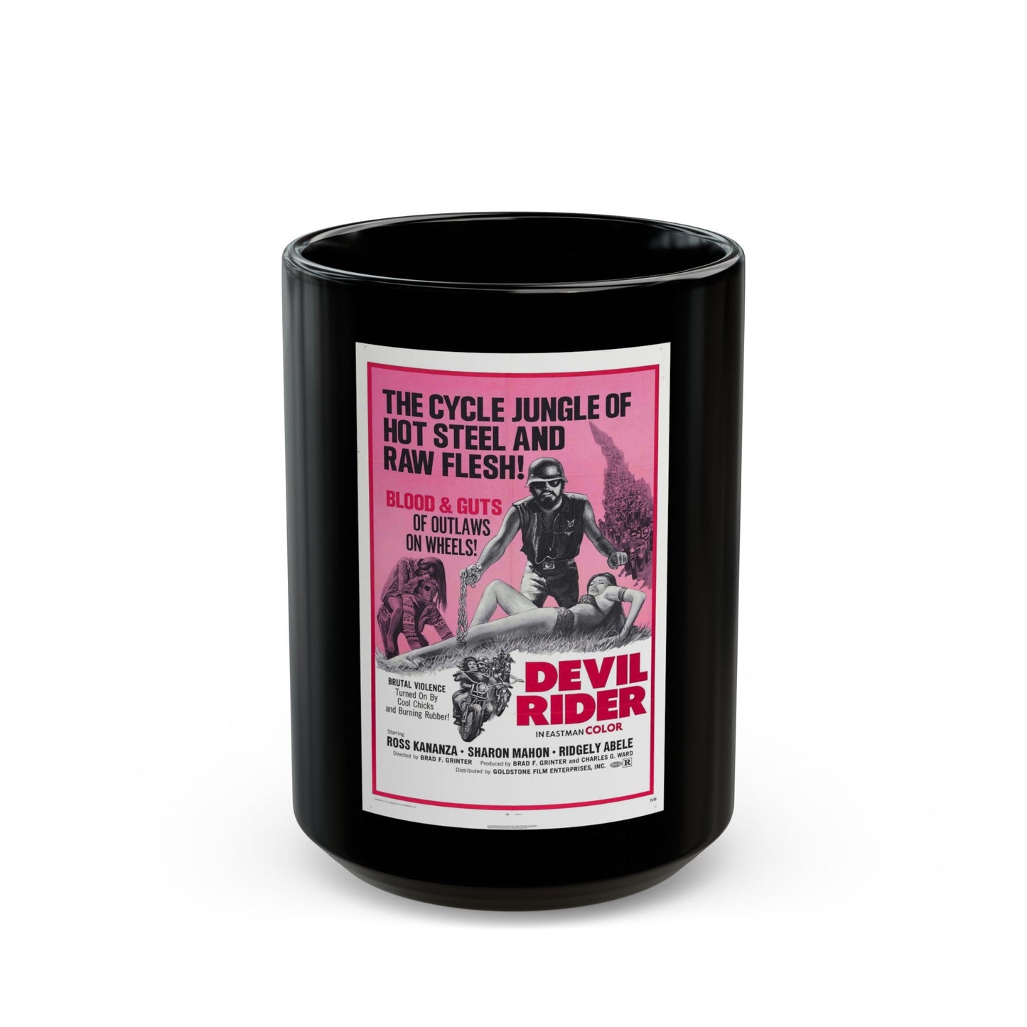 DEVIL RIDER 1970 Movie Poster - Black Coffee Mug-15oz-The Sticker Space