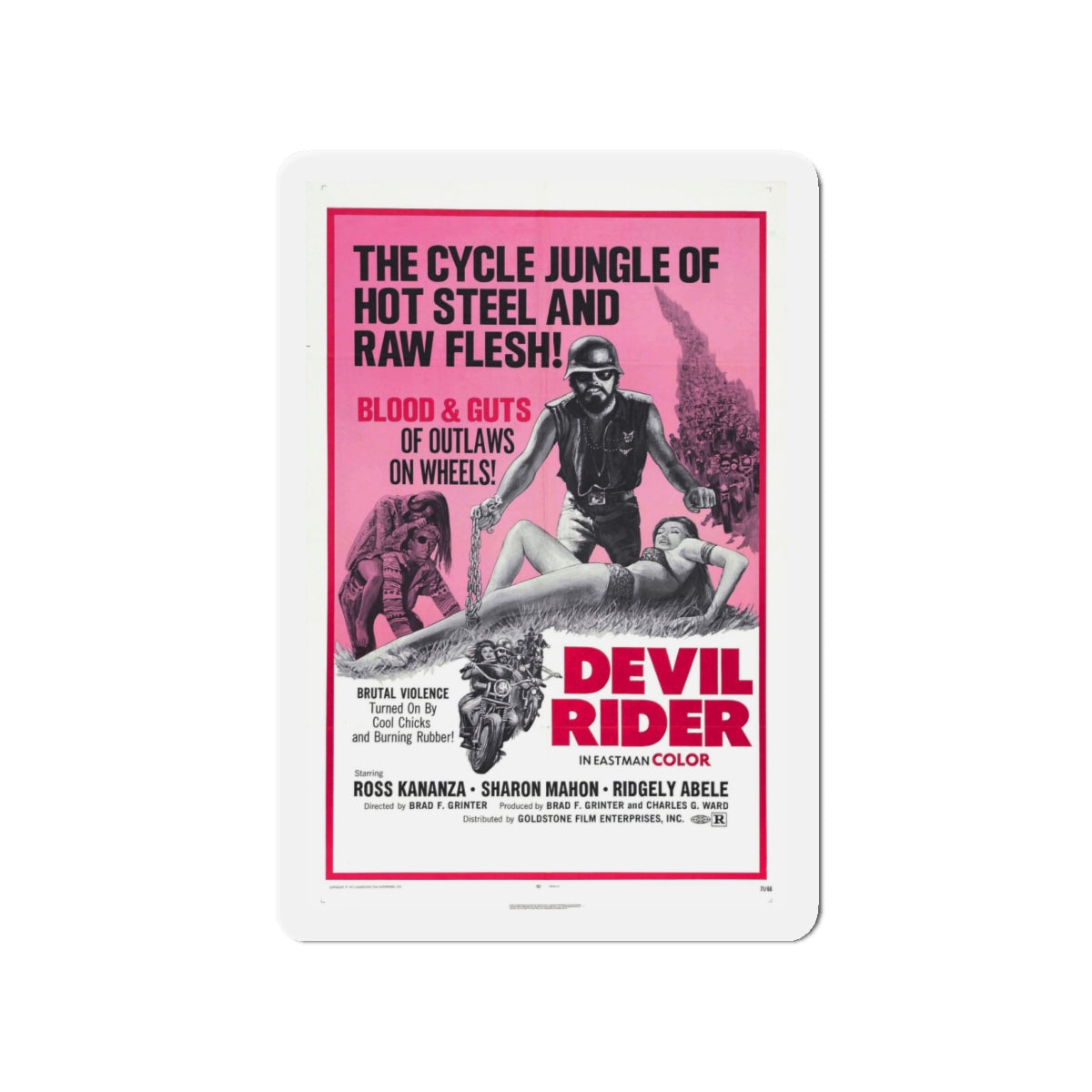 DEVIL RIDER 1970 Movie Poster - Die-Cut Magnet-4" x 4"-The Sticker Space