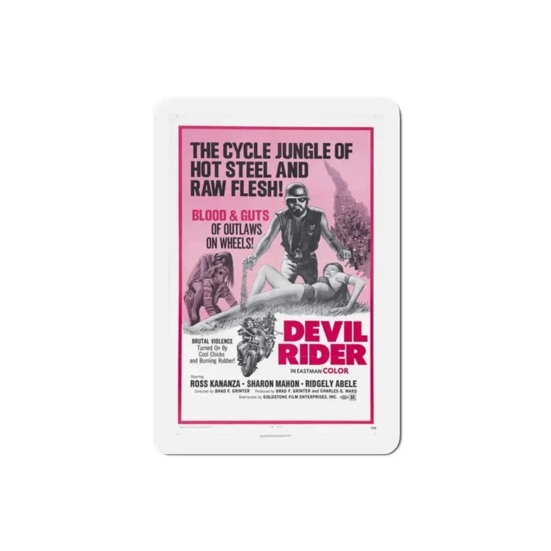 Devil Rider! 1970 Movie Poster Refrigerator Magnet 2 Inch - The Sticker Space