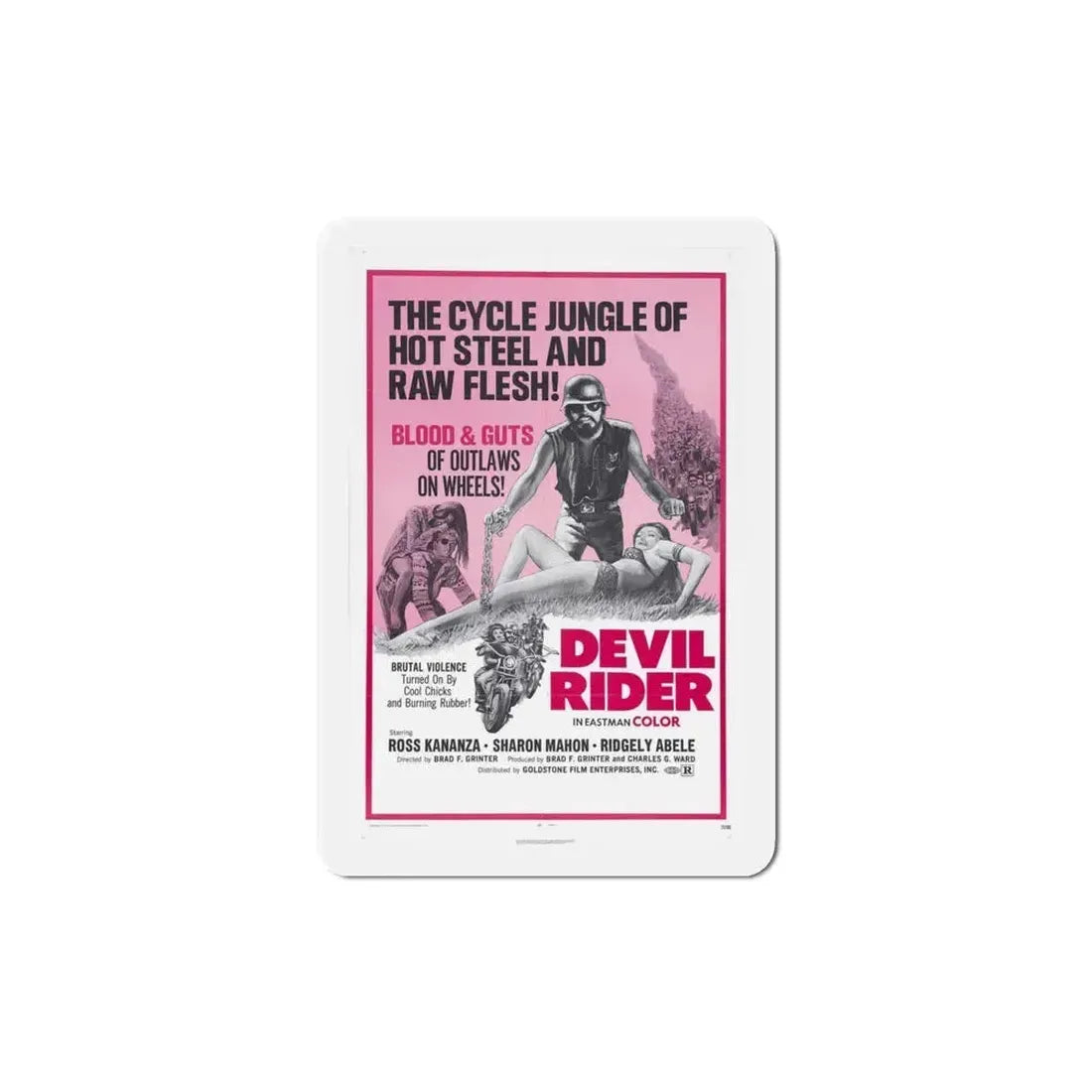 Devil Rider! 1970 Movie Poster Refrigerator Magnet 4 Inch - The Sticker Space