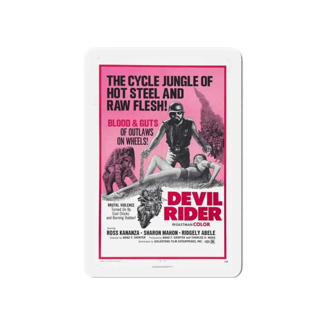 DEVIL RIDER 1970 Movie Poster - Refrigerator Magnet 6 Inch - The Sticker Space