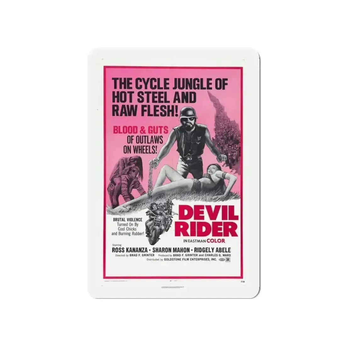 DEVIL RIDER 1970 Movie Poster - Refrigerator Magnet - The Sticker Space