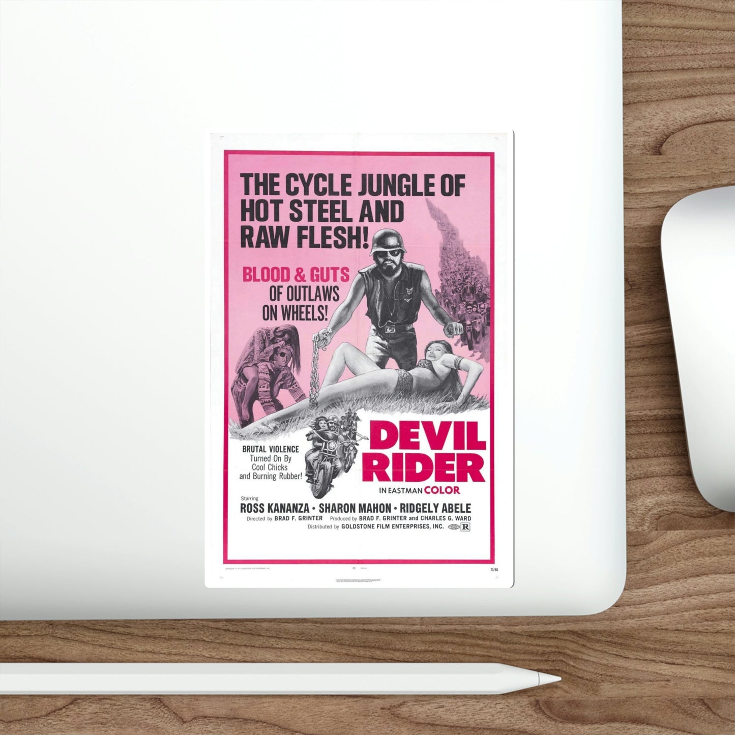 Devil Rider! 1970 Movie Poster STICKER Vinyl Die-Cut Decal-The Sticker Space